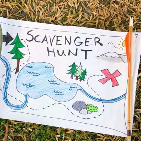 A map for scavenger hunt on grass